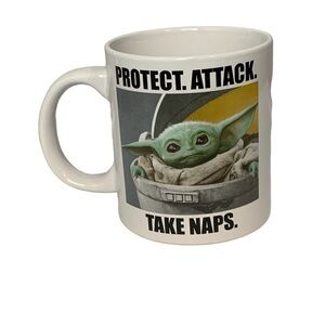 STAR WARS & ™️Lucasfilm‎ Ltd. Yoda Attack. Protect. Take Naps. 20oz coffee cup.